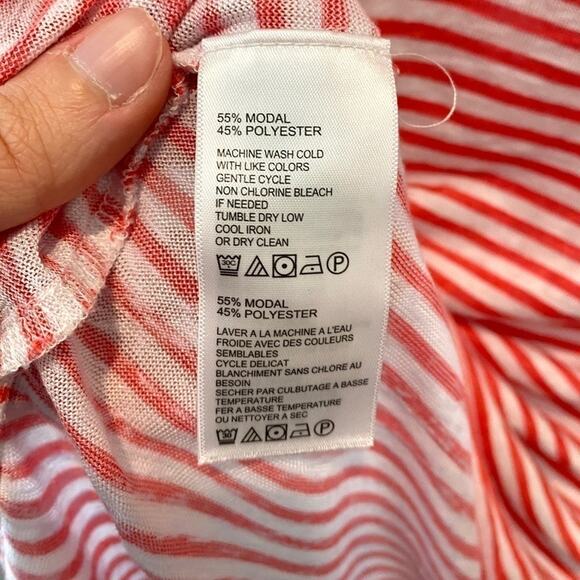 TOMMY BAHAMA | Red White Striped Tee Shirt Top Modal Blend Stretch | Small - Picture 6 of 6